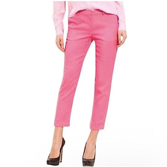 Diane Von Furstenberg Women Linen-Like Cropped Tapered Pants Trousers Pink - Picture 1 of 16